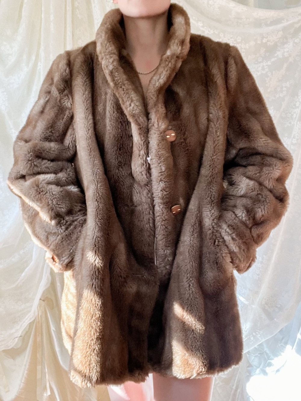 Vintage Country Pacer Brown Faux Fur Swing Coat